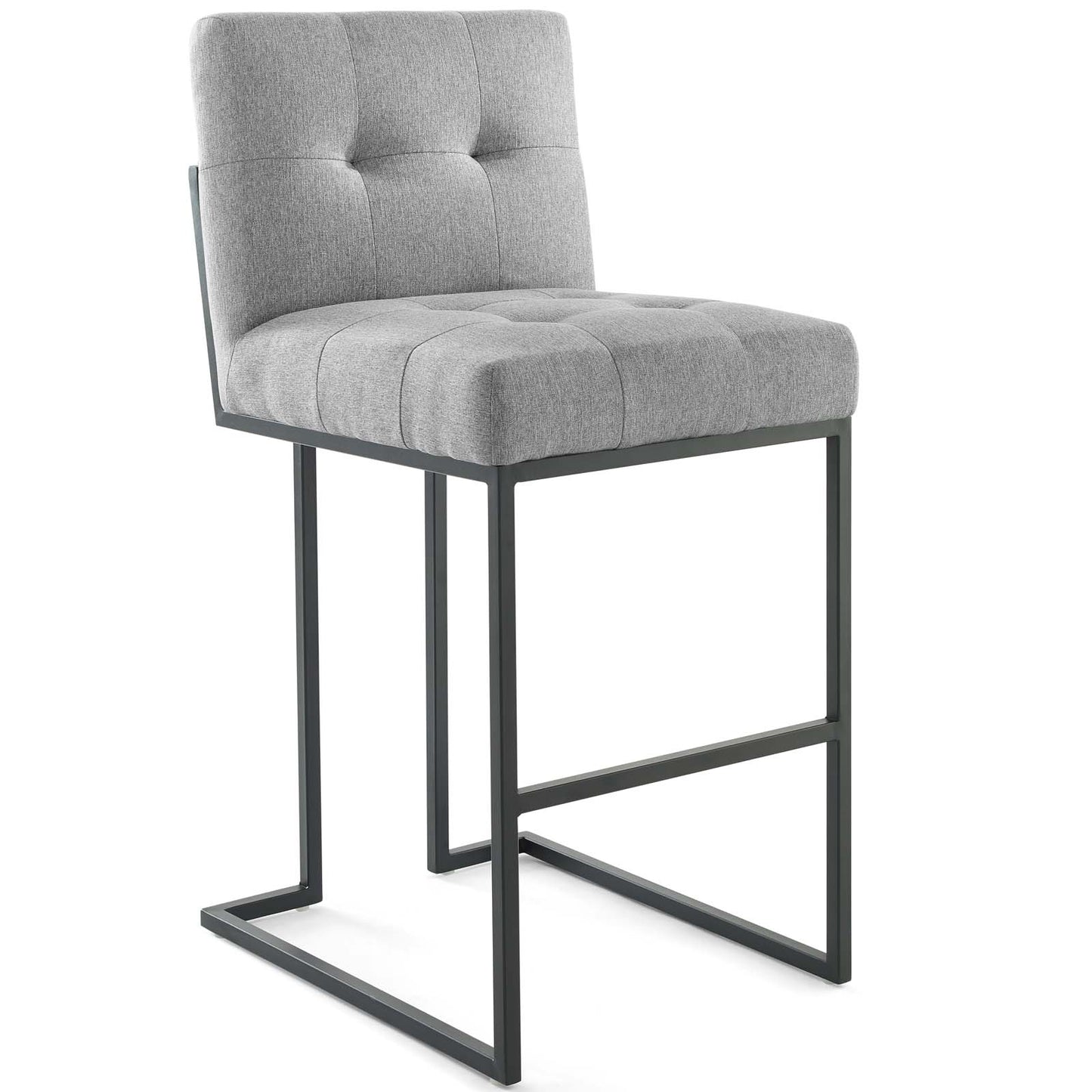 Modway Outlet Privy Black Stainless Steel Upholstered Fabric Bar Stool Set of 2 by Modway  Bar and Dining Furniture Black Light Gray - EEI-4159-BLK-LGR