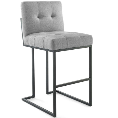 Modway Outlet Privy Black Stainless Steel Upholstered Fabric Bar Stool Set of 2 by Modway  Bar and Dining Furniture Black Light Gray - EEI-4159-BLK-LGR