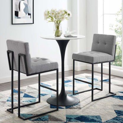 Modway Outlet Privy Black Stainless Steel Upholstered Fabric Bar Stool Set of 2 by Modway  Bar and Dining Furniture Black Light Gray - EEI-4159-BLK-LGR