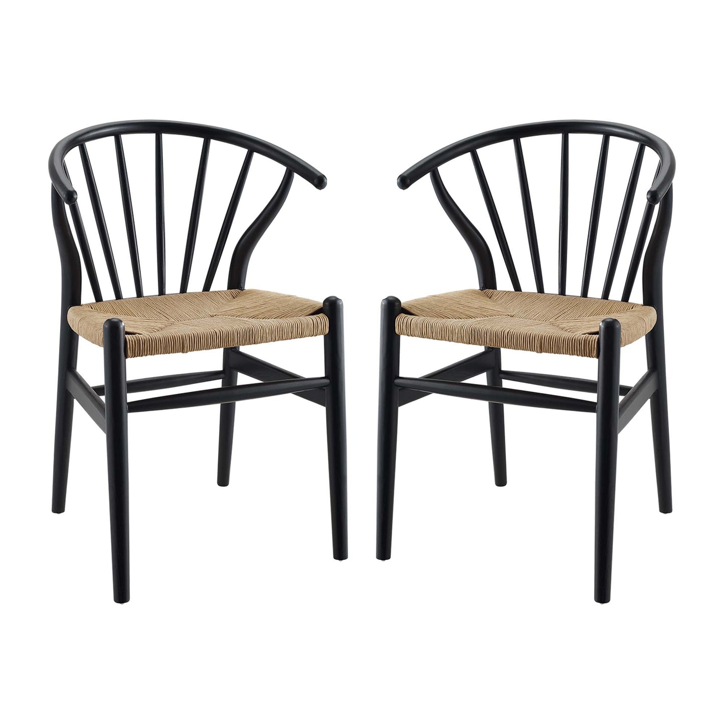 Modway - Flourish Spindle Wood Dining Side Chair Set of 2 by Modway  Bar and Dining Dining Chairs Black - EEI-4168-BLK