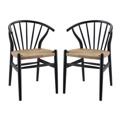 Modway - Flourish Spindle Wood Dining Side Chair Set of 2 by Modway  Bar and Dining Dining Chairs Black - EEI-4168-BLK