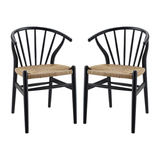 Modway - Flourish Spindle Wood Dining Side Chair Set of 2 by Modway  Bar and Dining Dining Chairs Black - EEI-4168-BLK