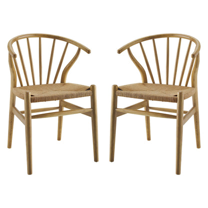 Modway - Flourish Spindle Wood Dining Side Chair Set of 2 by Modway  Bar and Dining Dining Chairs Brown - EEI-4168-NAT