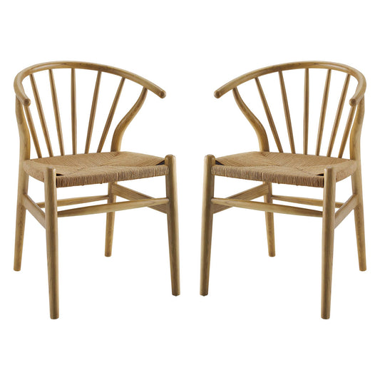 Modway - Flourish Spindle Wood Dining Side Chair Set of 2 by Modway  Bar and Dining Dining Chairs Brown - EEI-4168-NAT