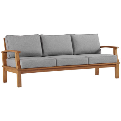 Modway - Marina Outdoor Patio Teak Sofa by Modway  Outdoor Furniture Sofa Sectionals Gray - EEI-4176-NAT-GRY