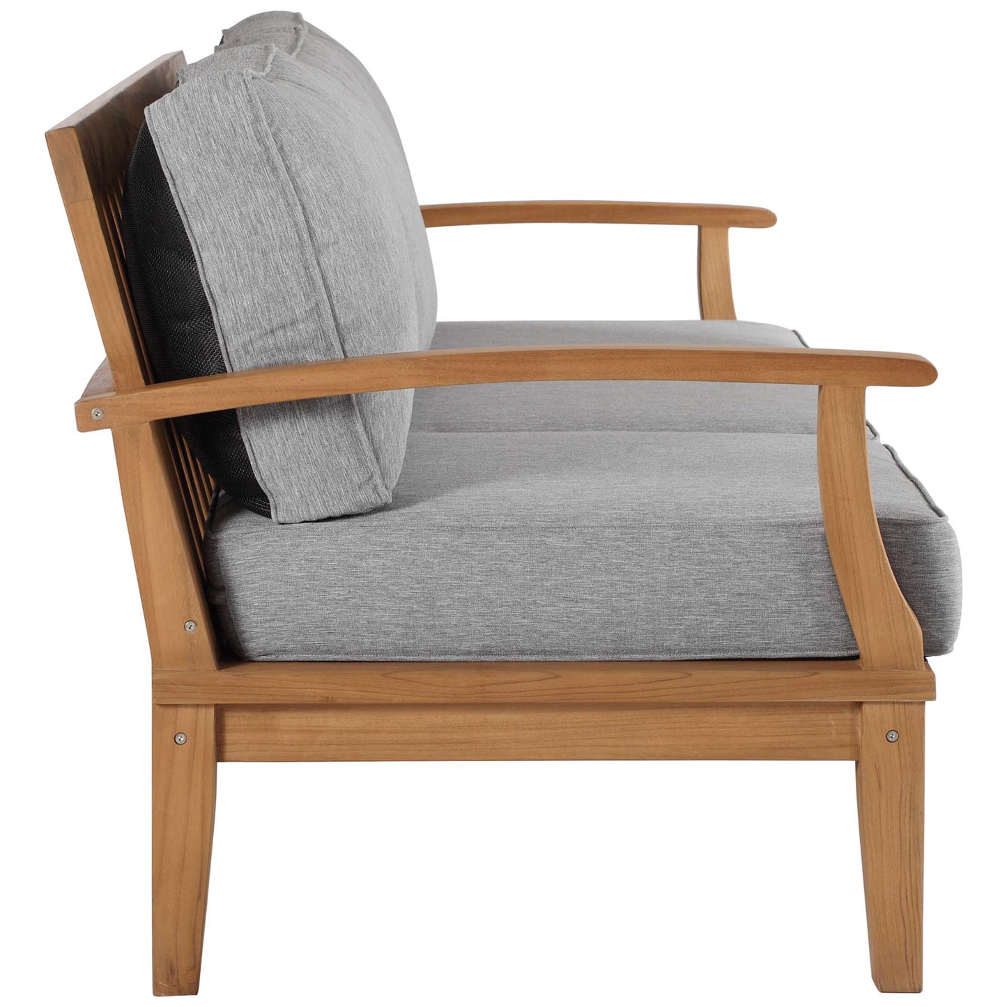 Modway - Marina Outdoor Patio Teak Sofa by Modway  Outdoor Furniture Sofa Sectionals Gray - EEI-4176-NAT-GRY