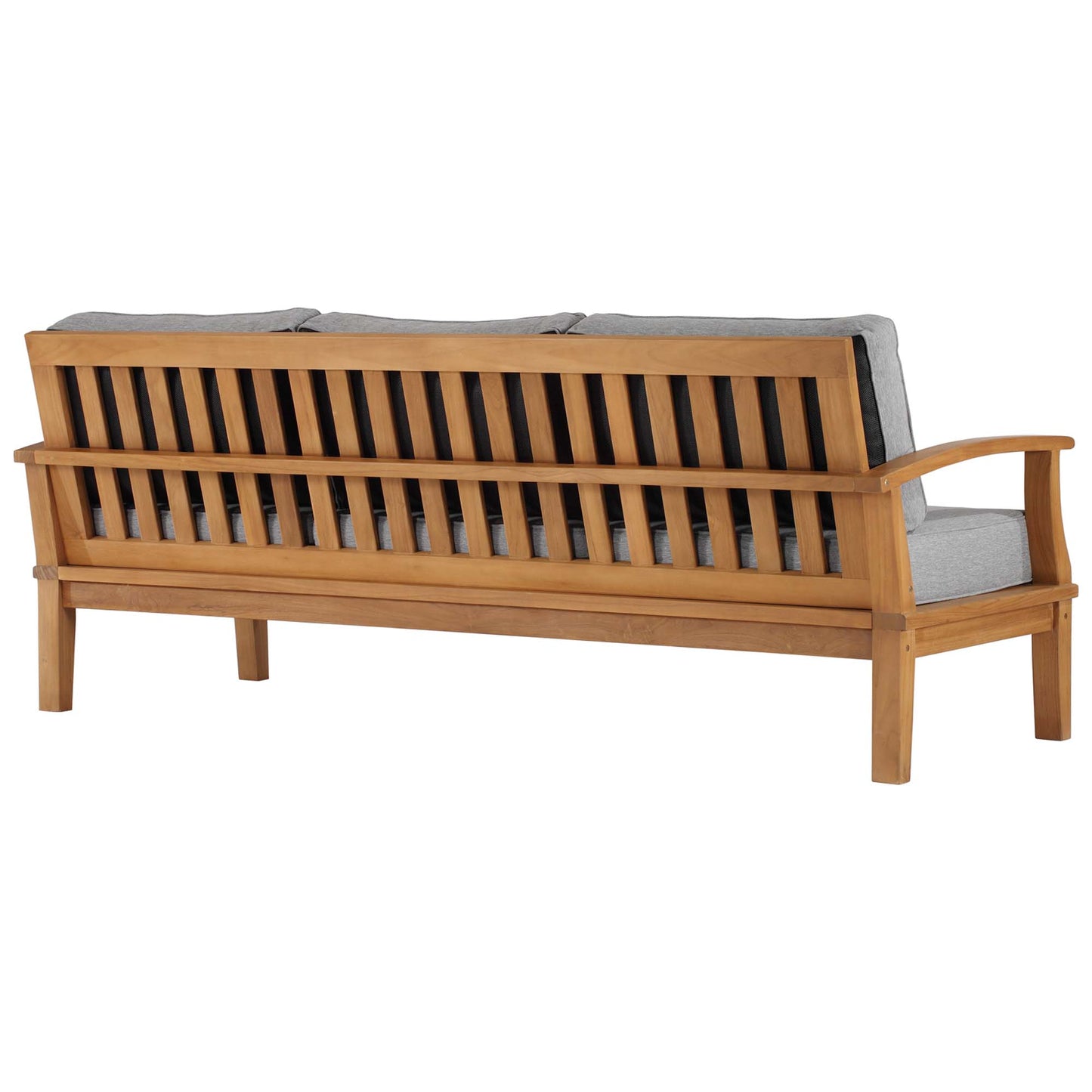 Modway - Marina Outdoor Patio Teak Sofa by Modway  Outdoor Furniture Sofa Sectionals Gray - EEI-4176-NAT-GRY