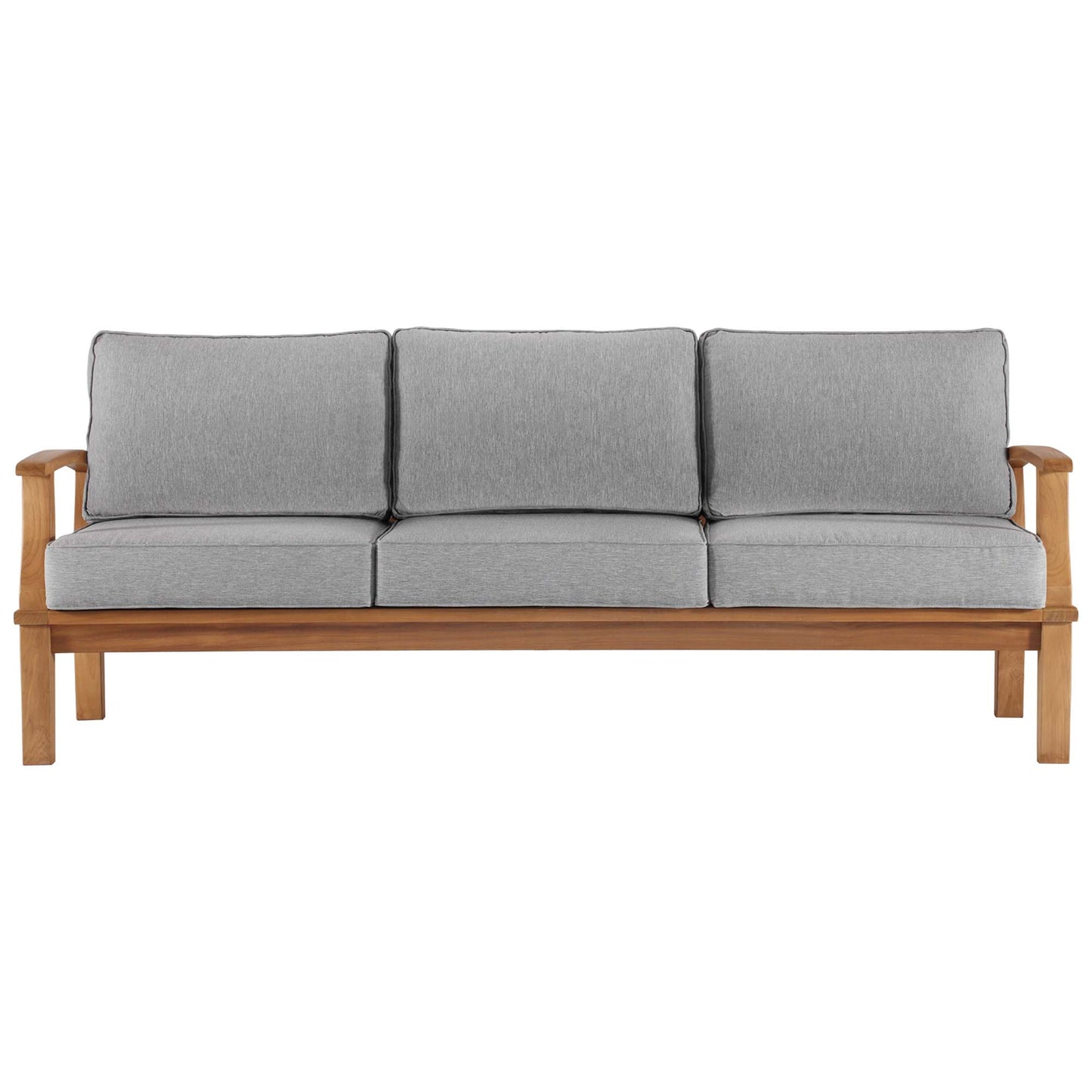 Modway - Marina Outdoor Patio Teak Sofa by Modway  Outdoor Furniture Sofa Sectionals Gray - EEI-4176-NAT-GRY