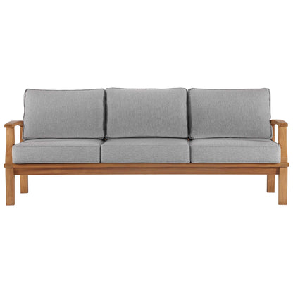 Modway - Marina Outdoor Patio Teak Sofa by Modway  Outdoor Furniture Sofa Sectionals Gray - EEI-4176-NAT-GRY