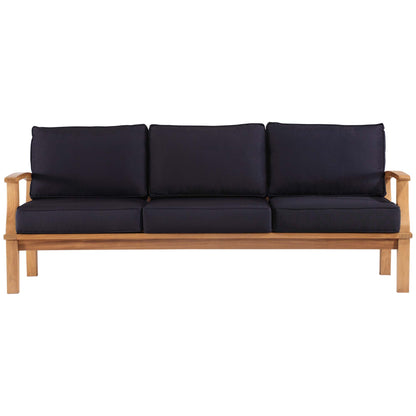 Modway - Marina Outdoor Patio Teak Sofa by Modway  Outdoor Furniture Sofa Sectionals Blue - EEI-4176-NAT-NAV