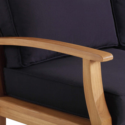 Modway - Marina Outdoor Patio Teak Sofa by Modway  Outdoor Furniture Sofa Sectionals Blue - EEI-4176-NAT-NAV