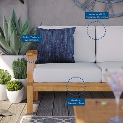 Modway - Marina Outdoor Patio Teak Sofa by Modway  Outdoor Furniture Sofa Sectionals White - EEI-4176-NAT-WHI