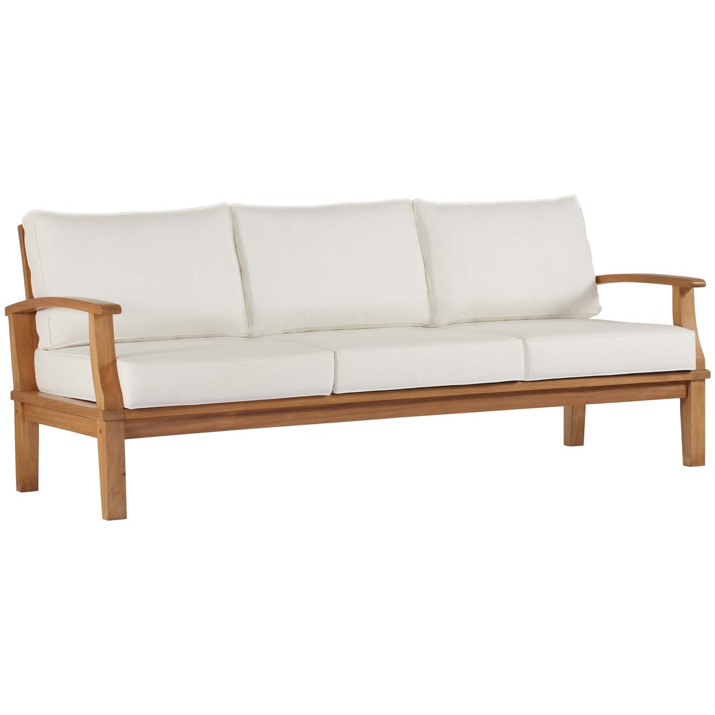 Modway - Marina Outdoor Patio Teak Sofa by Modway  Outdoor Furniture Sofa Sectionals White - EEI-4176-NAT-WHI