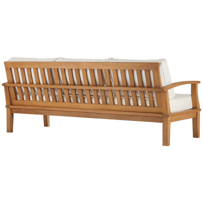 Modway - Marina Outdoor Patio Teak Sofa by Modway  Outdoor Furniture Sofa Sectionals White - EEI-4176-NAT-WHI