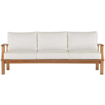 Modway - Marina Outdoor Patio Teak Sofa by Modway  Outdoor Furniture Sofa Sectionals White - EEI-4176-NAT-WHI