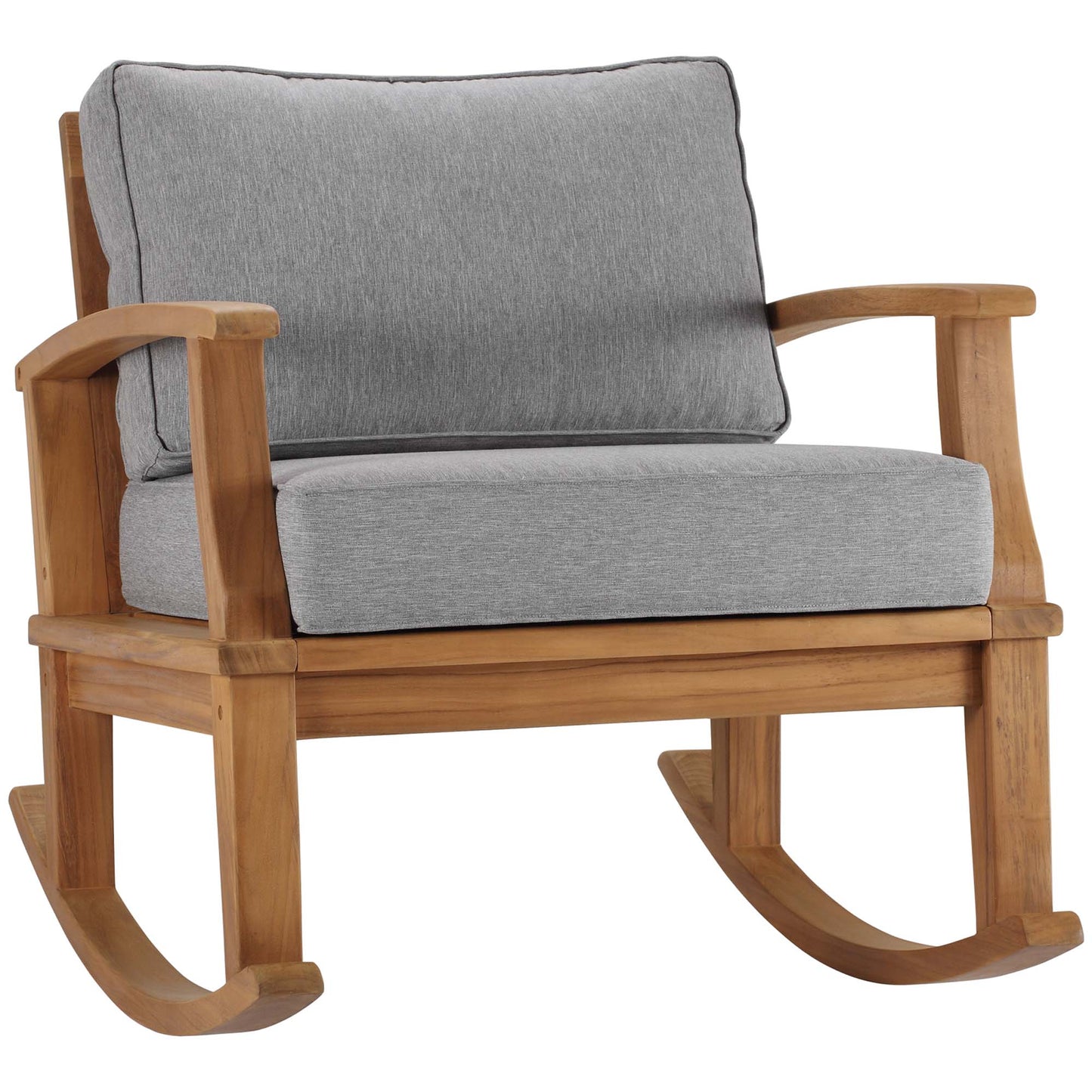 Modway - Marina Outdoor Patio Teak Rocking Chair by Modway  Outdoor Furniture Sofa Sectionals Gray - EEI-4177-NAT-GRY