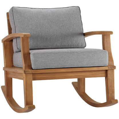 Modway - Marina Outdoor Patio Teak Rocking Chair by Modway  Outdoor Furniture Sofa Sectionals Gray - EEI-4177-NAT-GRY