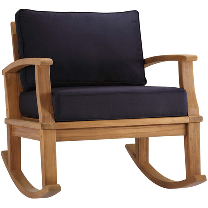 Modway - Marina Outdoor Patio Teak Rocking Chair by Modway  Outdoor Furniture Sofa Sectionals Blue - EEI-4177-NAT-NAV