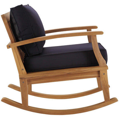 Modway - Marina Outdoor Patio Teak Rocking Chair by Modway  Outdoor Furniture Sofa Sectionals Blue - EEI-4177-NAT-NAV
