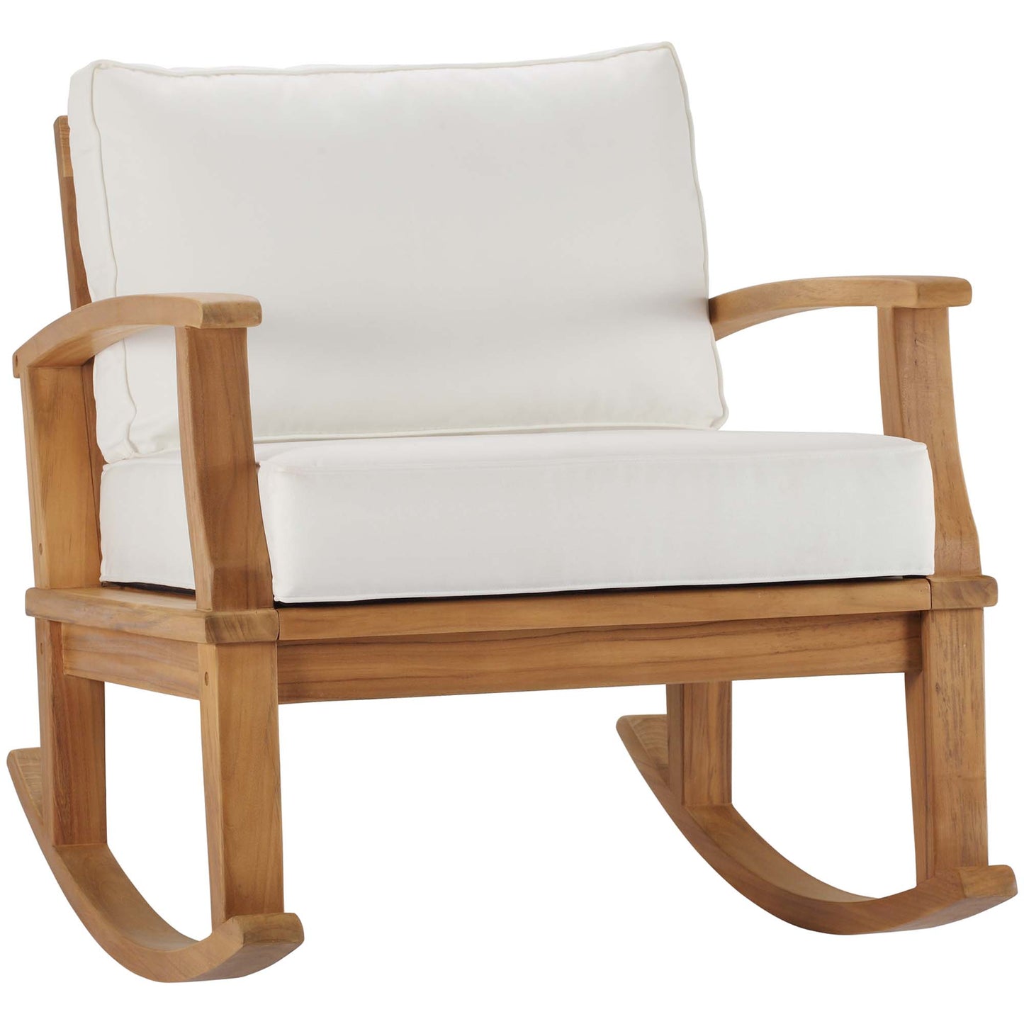 Modway - Marina Outdoor Patio Teak Rocking Chair by Modway  Outdoor Furniture Sofa Sectionals White - EEI-4177-NAT-WHI