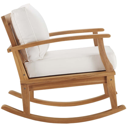 Modway - Marina Outdoor Patio Teak Rocking Chair by Modway  Outdoor Furniture Sofa Sectionals White - EEI-4177-NAT-WHI