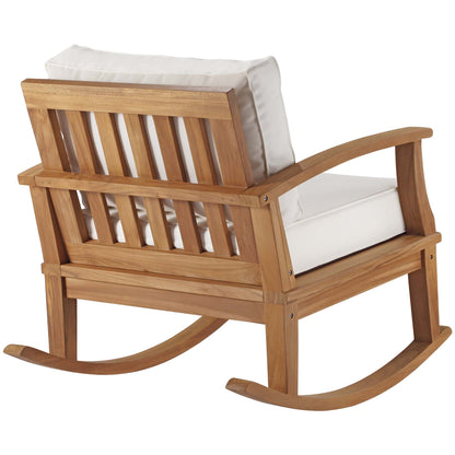 Modway - Marina Outdoor Patio Teak Rocking Chair by Modway  Outdoor Furniture Sofa Sectionals White - EEI-4177-NAT-WHI