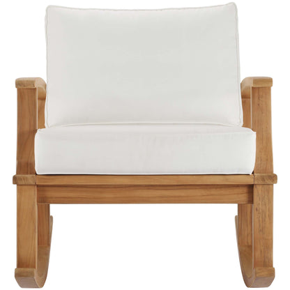 Modway - Marina Outdoor Patio Teak Rocking Chair by Modway  Outdoor Furniture Sofa Sectionals White - EEI-4177-NAT-WHI