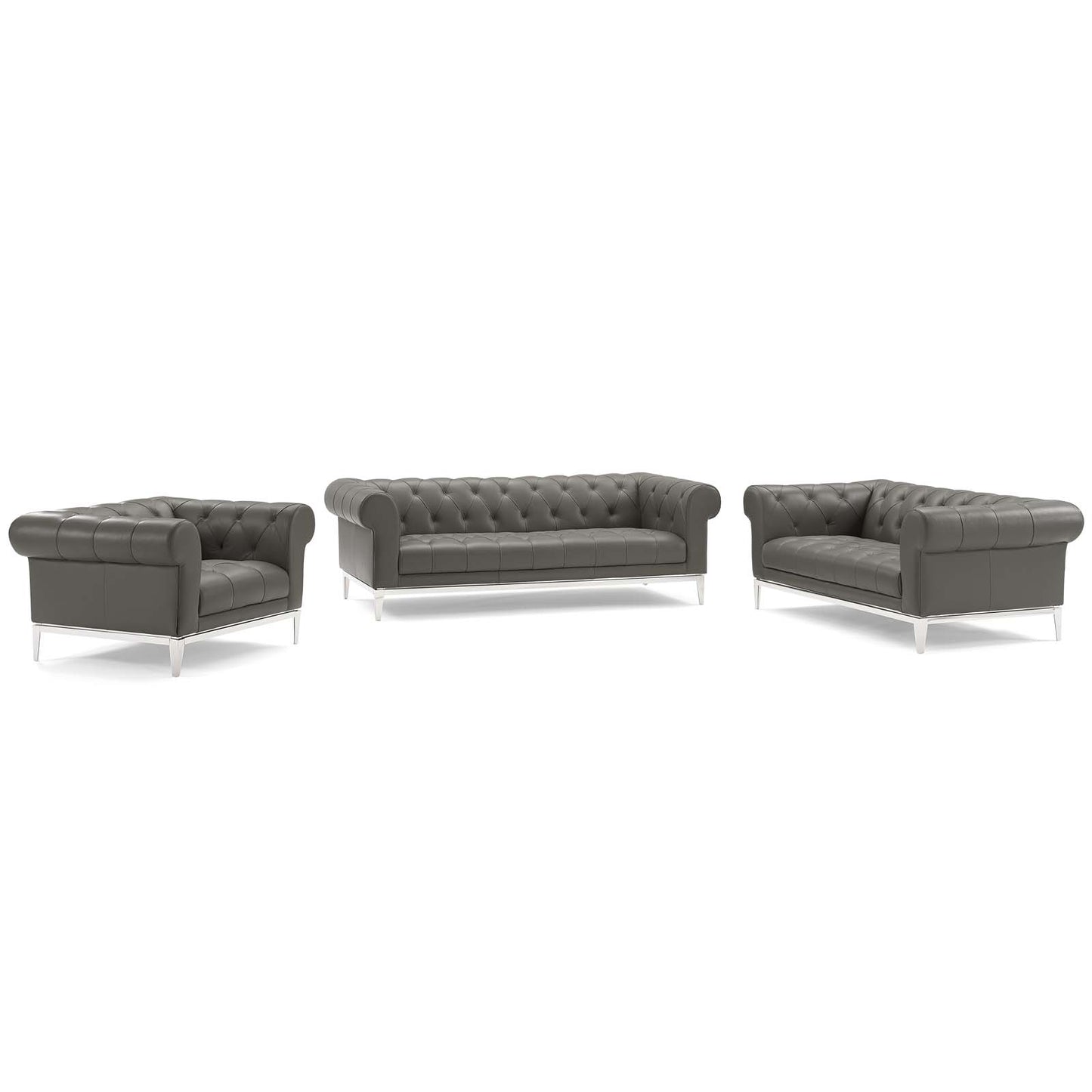 Modway Outlet Idyll 3 Piece Upholstered Leather Set by Modway  Living Room Furniture Gray - EEI-4190-GRY-SET