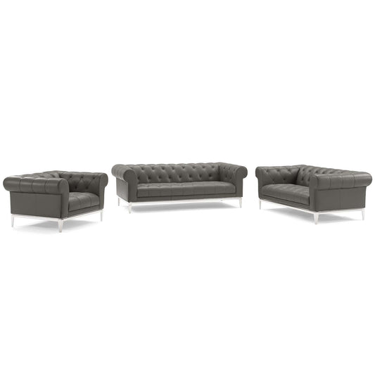 Modway Outlet Idyll 3 Piece Upholstered Leather Set by Modway  Living Room Furniture Gray - EEI-4190-GRY-SET