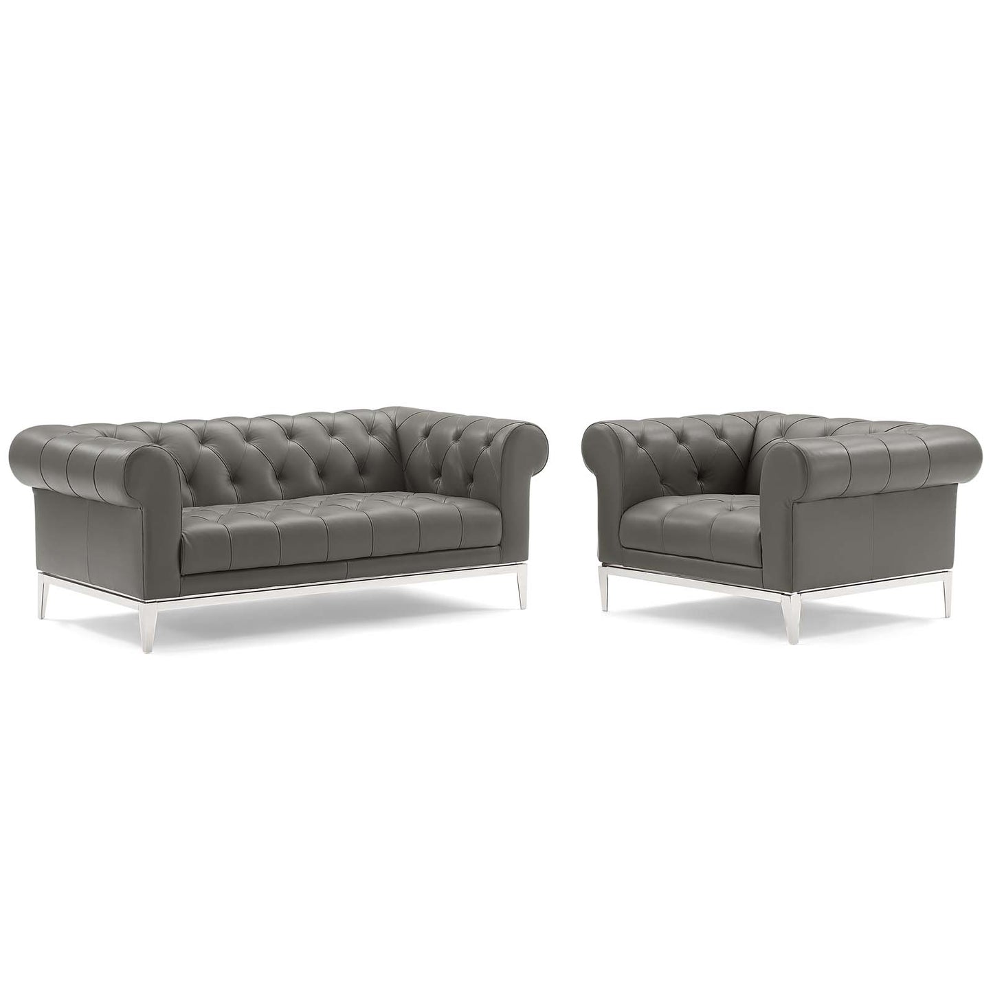 Modway Outlet Idyll Tufted Upholstered Leather Loveseat and Armchair by Modway  Living Room Furniture Gray - EEI-4193-GRY-SET