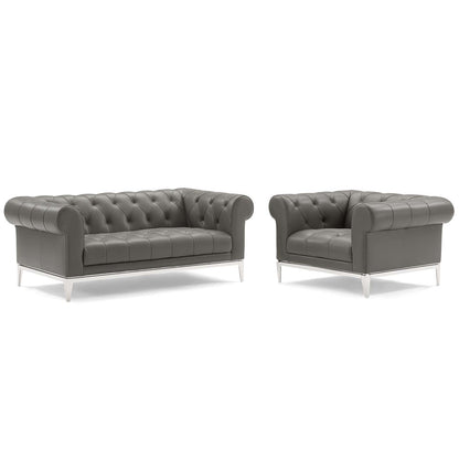 Modway Outlet Idyll Tufted Upholstered Leather Loveseat and Armchair by Modway  Living Room Furniture Gray - EEI-4193-GRY-SET