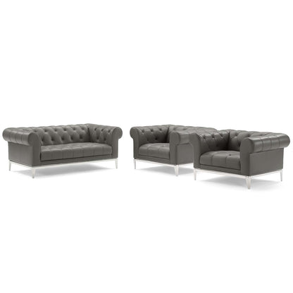 Modway Outlet Idyll 3 Piece Tufted Upholstered Leather Set by Modway  Living Room Furniture Gray - EEI-4194-GRY-SET
