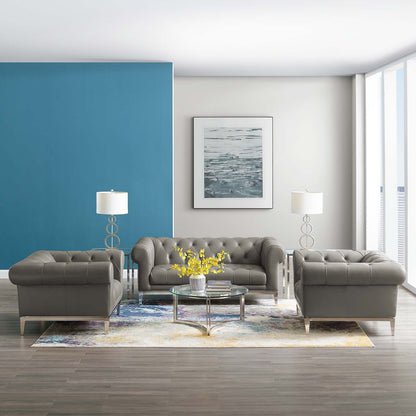 Modway Outlet Idyll 3 Piece Tufted Upholstered Leather Set by Modway  Living Room Furniture Gray - EEI-4194-GRY-SET