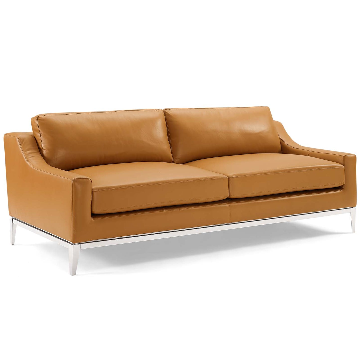 Modway Outlet Harness Stainless Steel Base Leather Sofa and Loveseat Set by Modway  Living Room Furniture Tan - EEI-4196-TAN-SET