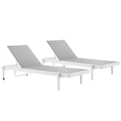 Modway - Charleston Outdoor Patio Aluminum Chaise Lounge Chair Set of 2 by Modway  Outdoor Furniture Sofa Sectionals Gray - EEI-4204-WHI-GRY