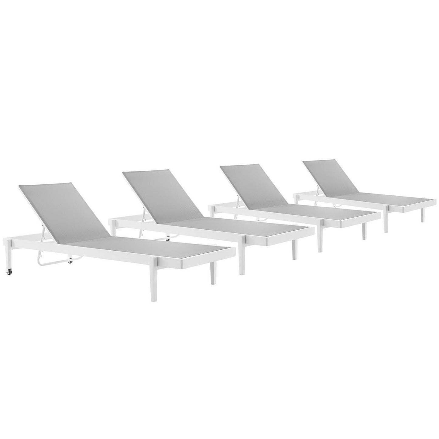 Modway - Charleston Outdoor Patio Aluminum Chaise Lounge Chair Set of 4 by Modway  Outdoor Furniture Sofa Sectionals Gray - EEI-4205-WHI-GRY