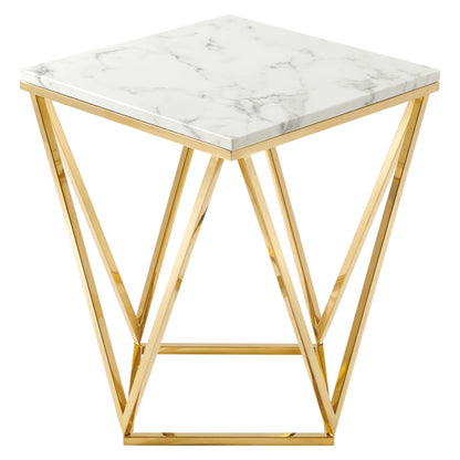 Modway Outlet Vertex Gold Metal Stainless Steel End Table by Modway  Living Room Furniture Gold White - EEI-4206-GLD-WHI