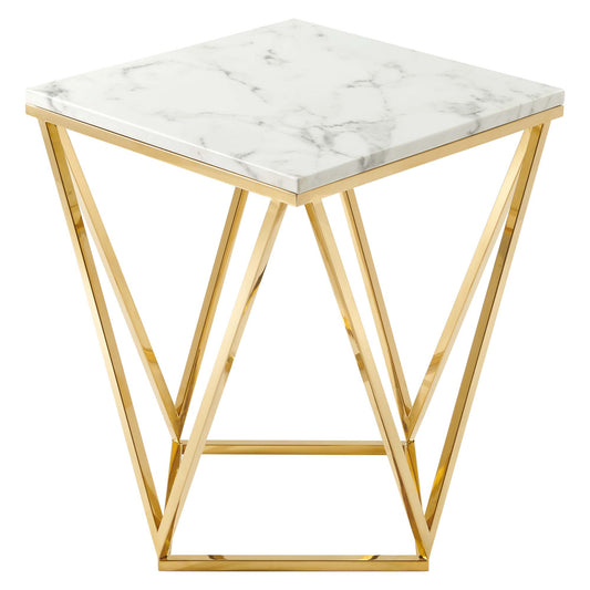Modway Outlet Vertex Gold Metal Stainless Steel End Table by Modway  Living Room Furniture Gold White - EEI-4206-GLD-WHI
