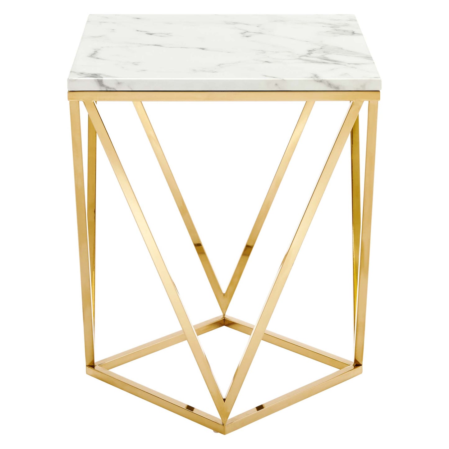 Modway Outlet Vertex Gold Metal Stainless Steel End Table by Modway  Living Room Furniture Gold White - EEI-4206-GLD-WHI