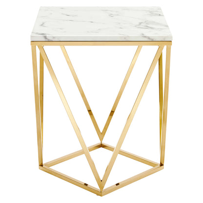 Modway Outlet Vertex Gold Metal Stainless Steel End Table by Modway  Living Room Furniture Gold White - EEI-4206-GLD-WHI