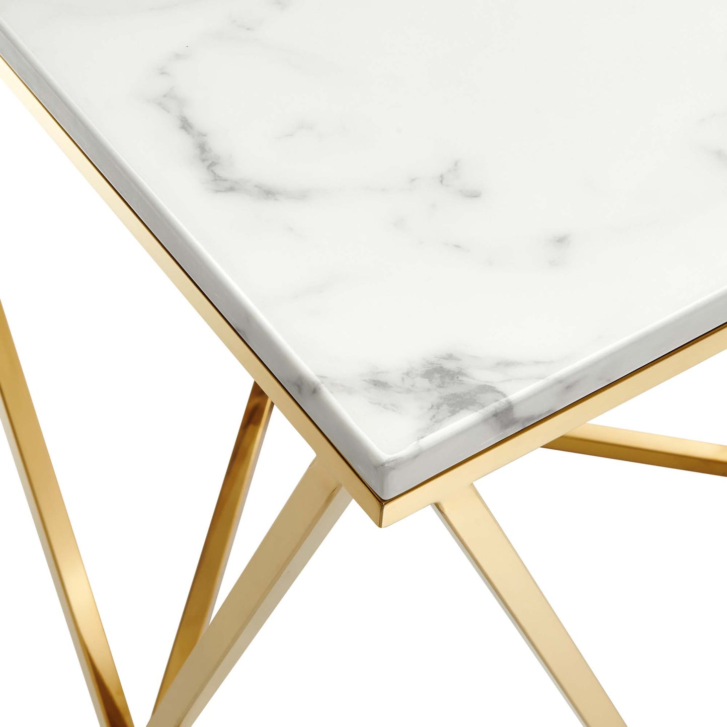 Modway Outlet Vertex Gold Metal Stainless Steel End Table by Modway  Living Room Furniture Gold White - EEI-4206-GLD-WHI