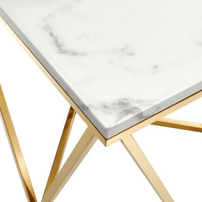 Modway Outlet Vertex Gold Metal Stainless Steel End Table by Modway  Living Room Furniture Gold White - EEI-4206-GLD-WHI