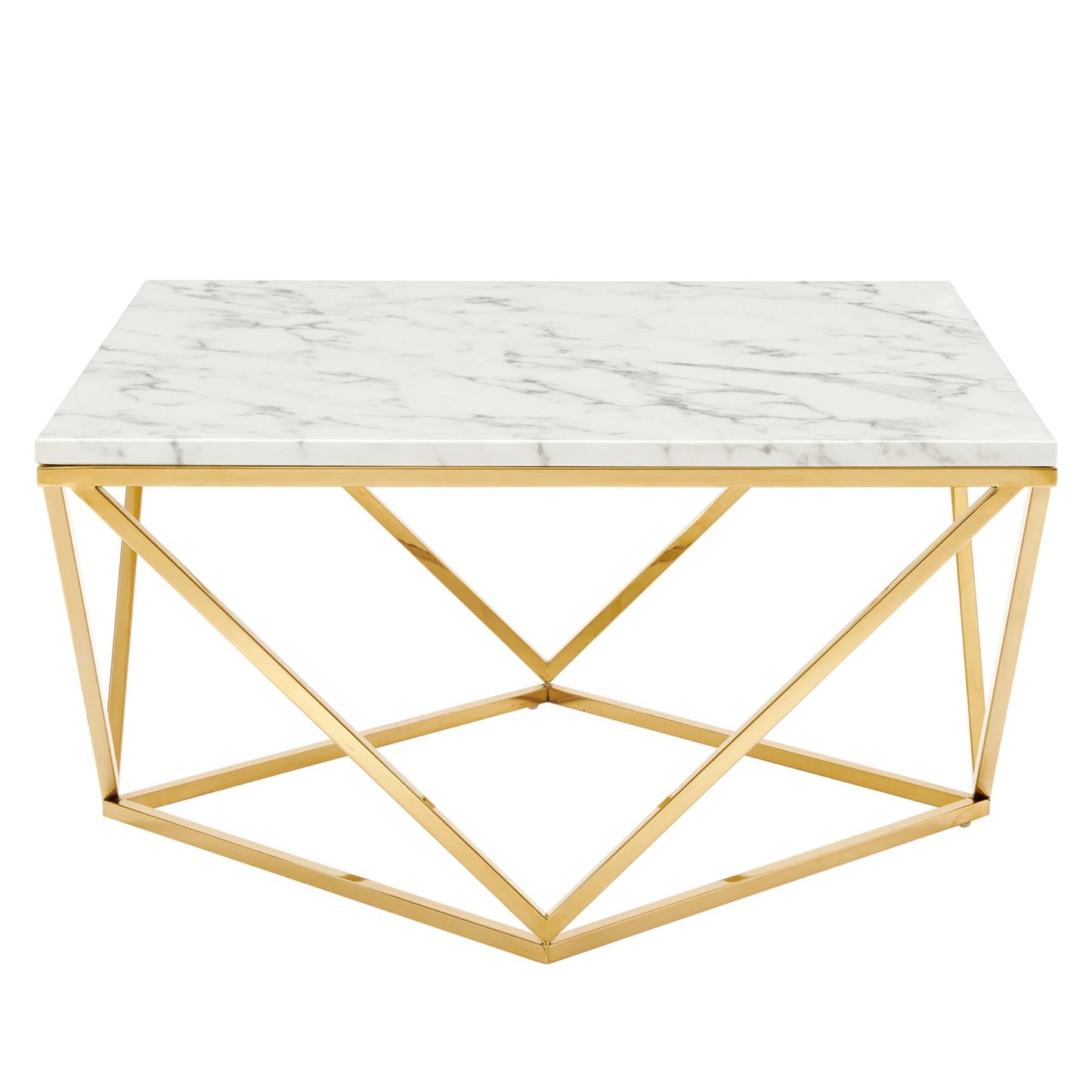 Modway Outlet Vertex Gold Metal Stainless Steel Coffee Table by Modway  Living Room Furniture Gold White - EEI-4207-GLD-WHI