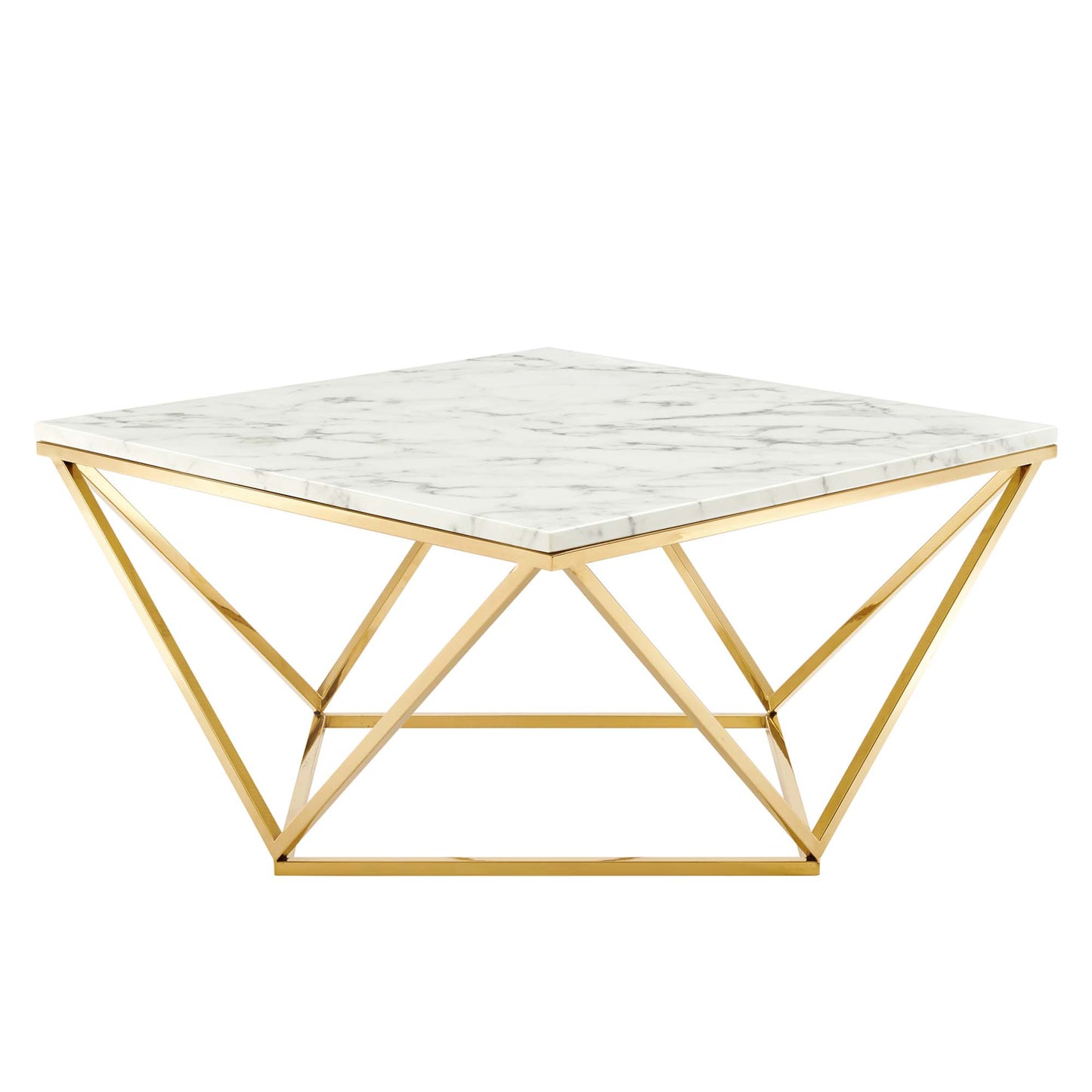 Modway Outlet Vertex Gold Metal Stainless Steel Coffee Table by Modway  Living Room Furniture Gold White - EEI-4207-GLD-WHI