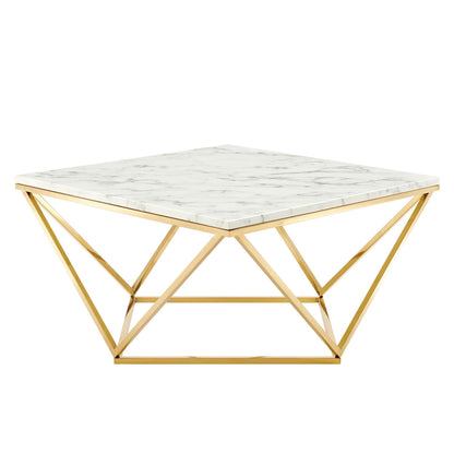 Modway Outlet Vertex Gold Metal Stainless Steel Coffee Table by Modway  Living Room Furniture Gold White - EEI-4207-GLD-WHI