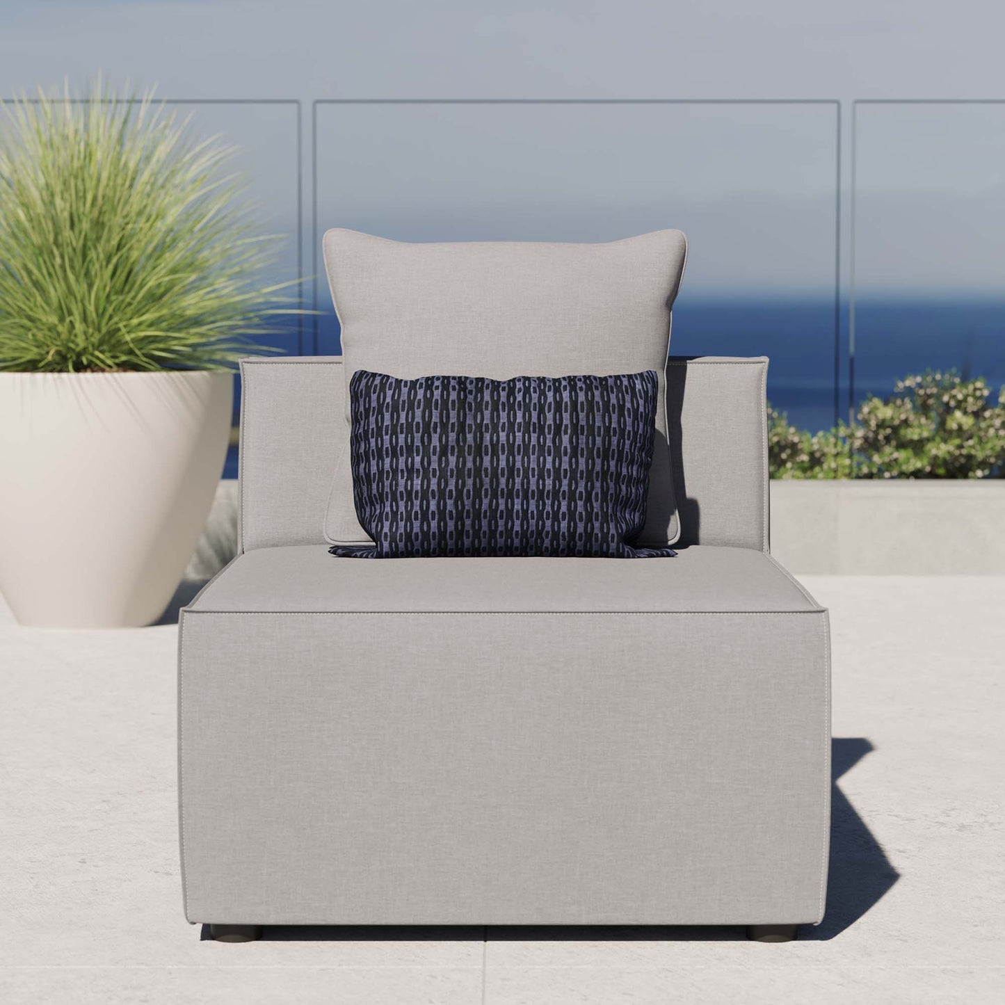 Modway - Saybrook Outdoor Patio Upholstered Sectional Sofa Armless Chair by Modway  Outdoor Furniture Sofa Sectionals Gray - EEI-4209-GRY