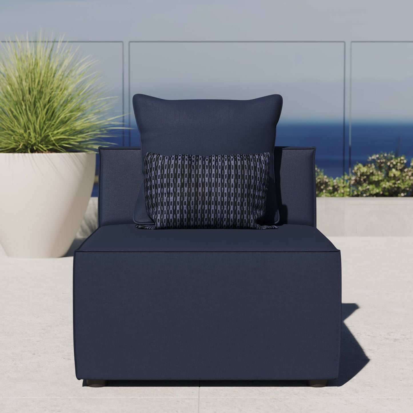 Modway - Saybrook Outdoor Patio Upholstered Sectional Sofa Armless Chair by Modway  Outdoor Furniture Sofa Sectionals Blue - EEI-4209-NAV