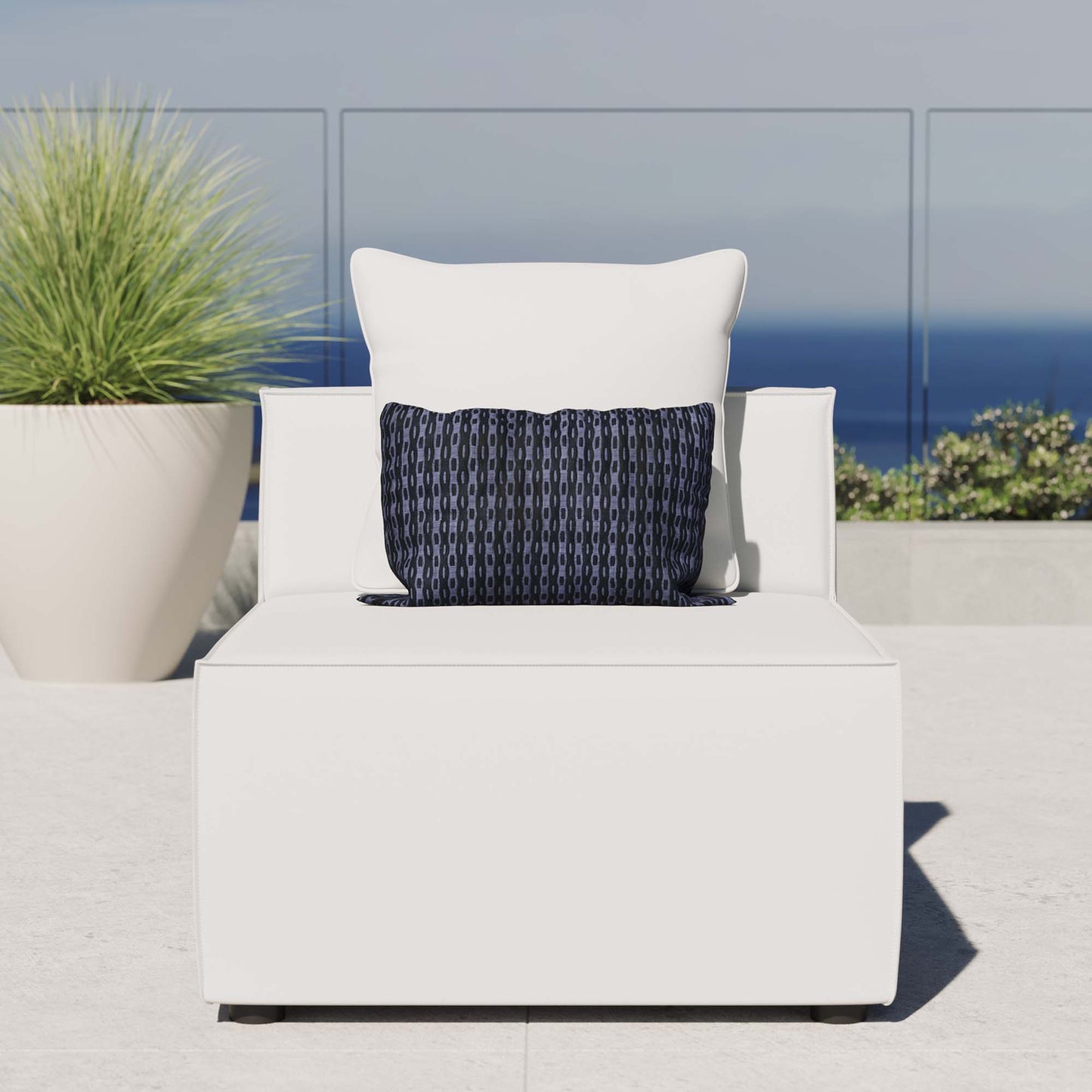 Modway - Saybrook Outdoor Patio Upholstered Sectional Sofa Armless Chair by Modway  Outdoor Furniture Sofa Sectionals White - EEI-4209-WHI
