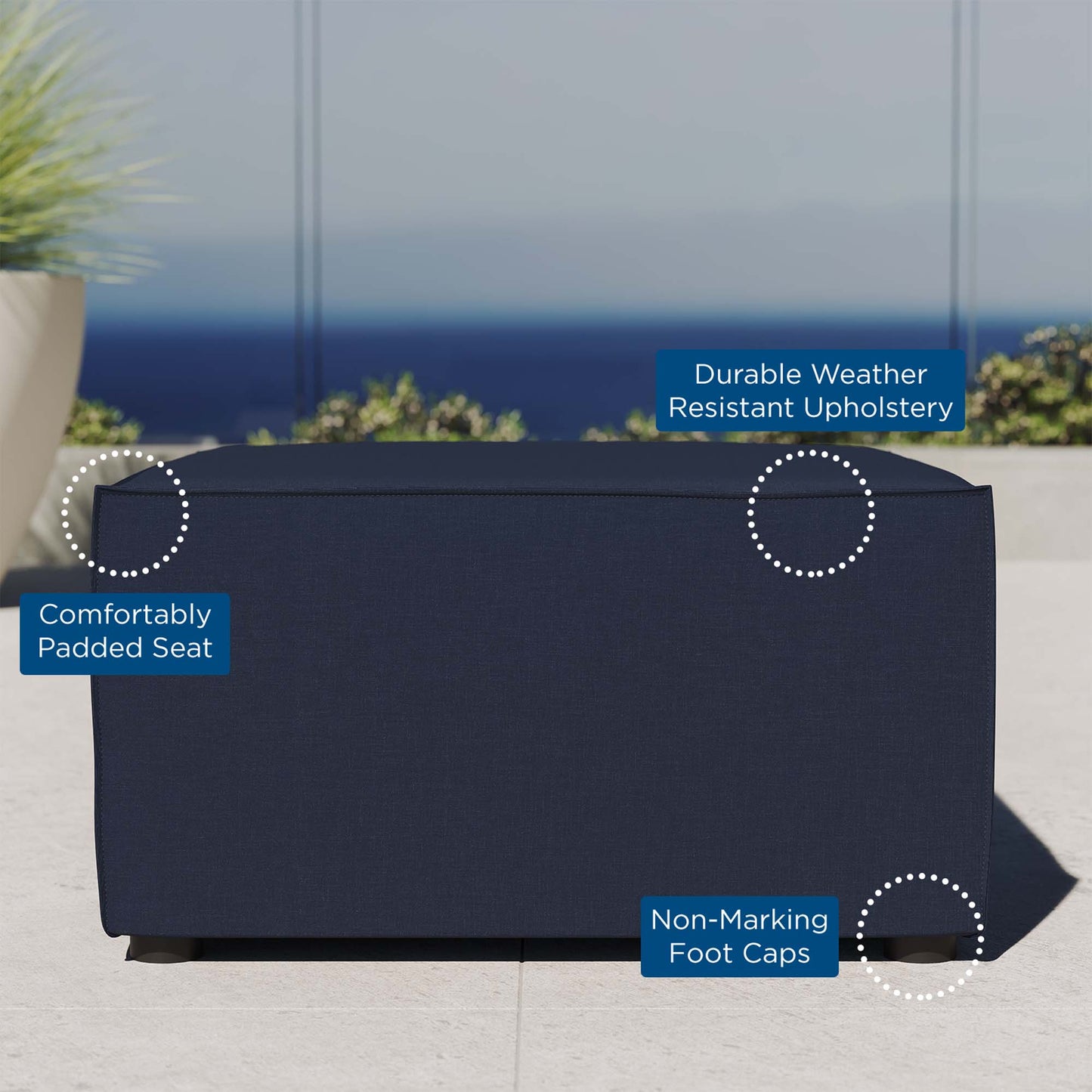 Modway - Saybrook Outdoor Patio Upholstered Sectional Sofa Ottoman by Modway  Outdoor Furniture Sofa Sectionals Blue - EEI-4211-NAV