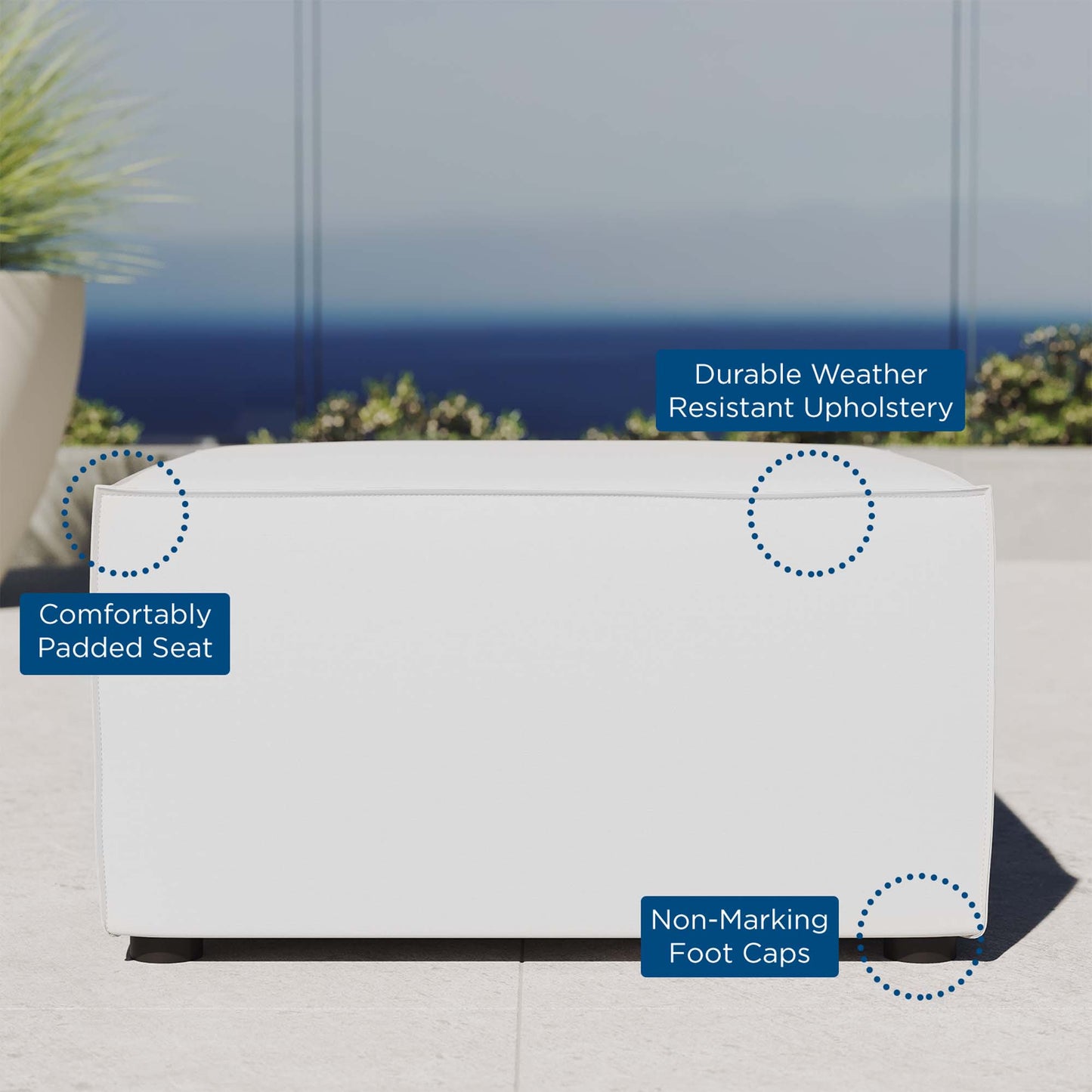 Modway - Saybrook Outdoor Patio Upholstered Sectional Sofa Ottoman by Modway  Outdoor Furniture Sofa Sectionals White - EEI-4211-WHI